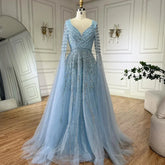 Elegant Arabic caramel A-line evening dress with beaded details by MC THE BLACK DIAMOND, featuring a long flowing design and sophisticated style.