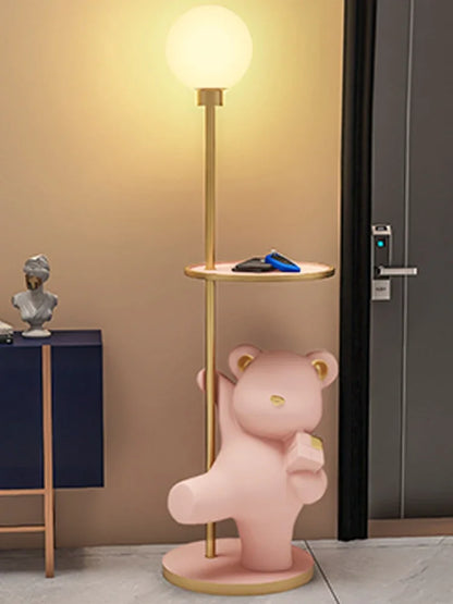 Nordic luxury living room large bear floor lamp storage rack bedroom bedside table lamp integrated vertical table lamp - https://mohammadcollection.com