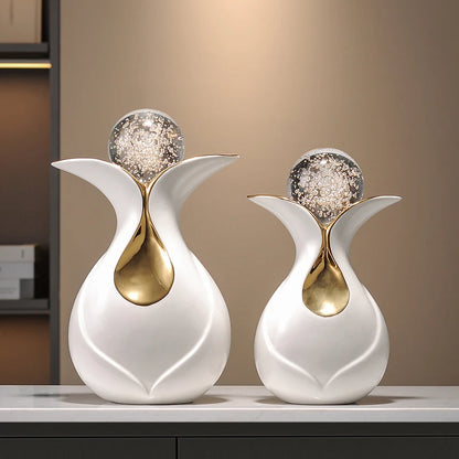 Modern Art Ceramic Ornaments Crystal Ball Feng Shui Home Decor Living Room Wine Cabinet TV Cabinet Office Decorative Figurines - 𝕄𝕮 𝕋𝕙𝕖 𝔹𝕝𝕒𝕔𝕜 𝔻𝕚𝕒𝕞𝕠𝕟𝕕