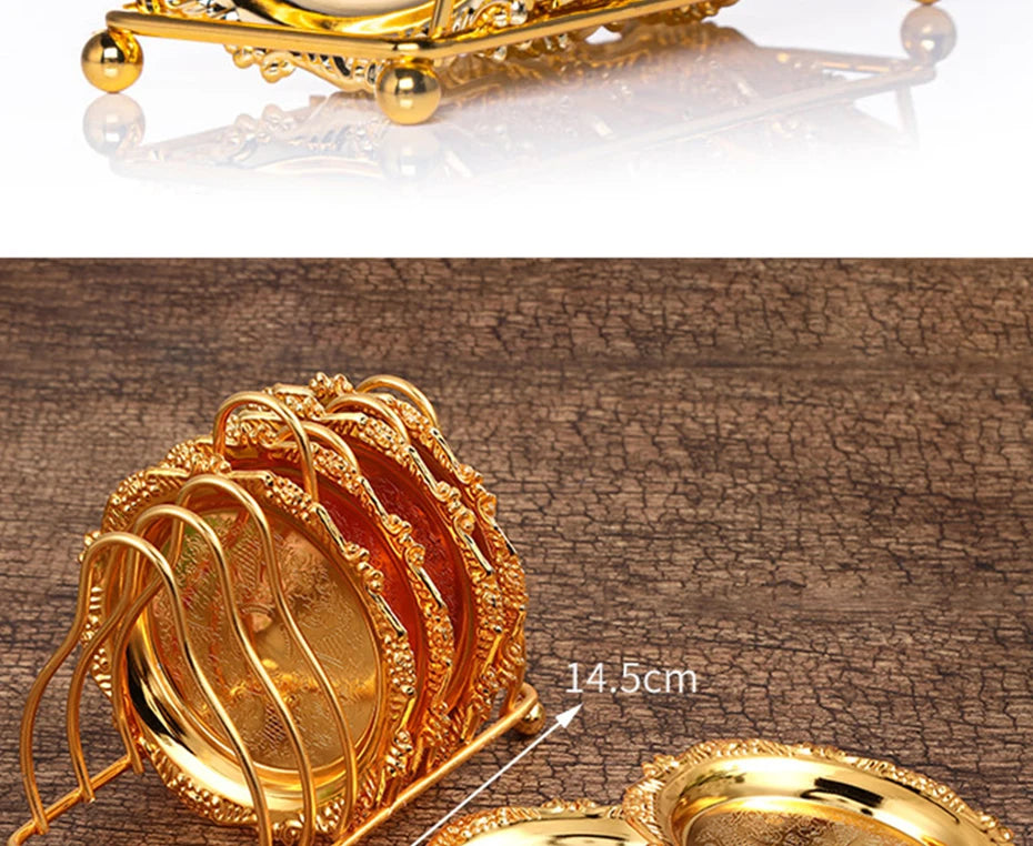 Six golden dining plates from 𝕄𝕔 𝕋𝕙𝕖 𝔹𝕝𝕒𝕔𝕜 𝔻𝕚𝕒𝕞𝕠𝕟𝕕