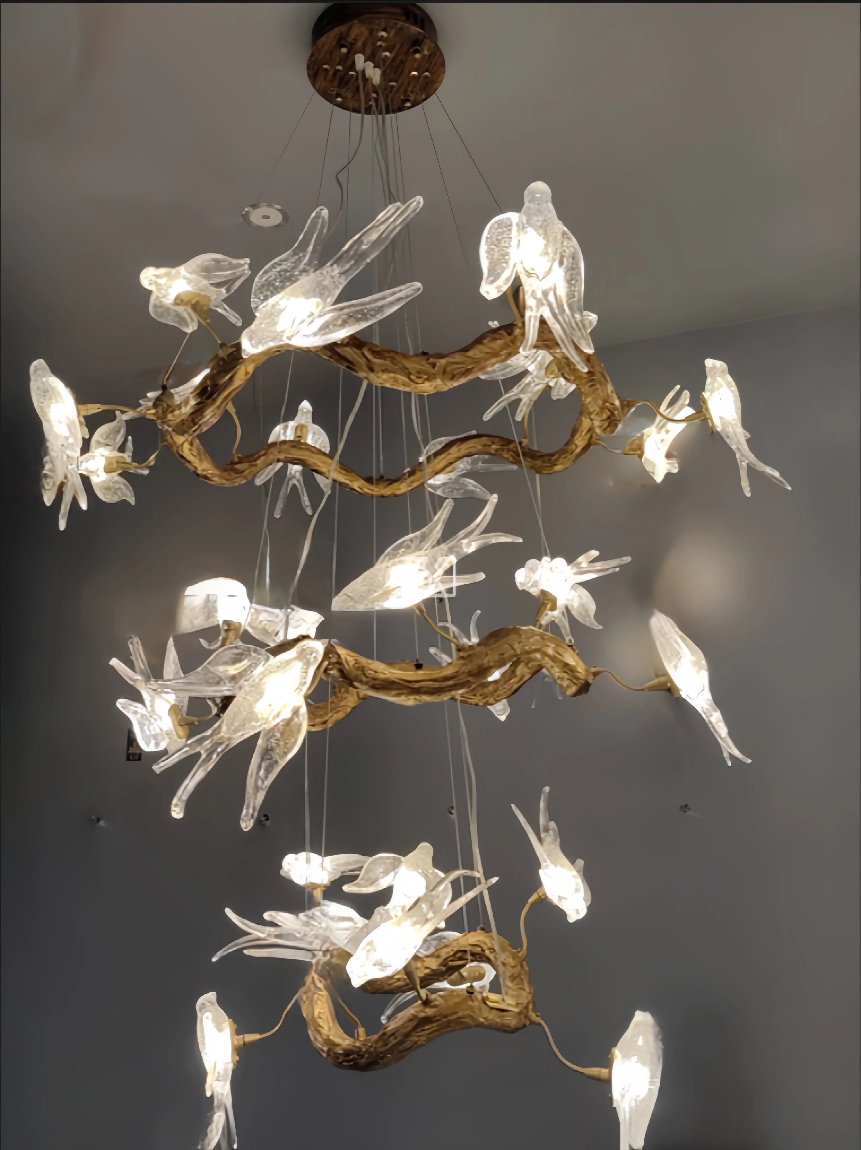 Vintage Round Bird Ceiling Chandelier Swallow