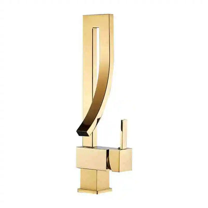 Elegant brass square basin faucet by MC THE BLACK DIAMOND for bathroom sink, featuring modern design and sleek finish.