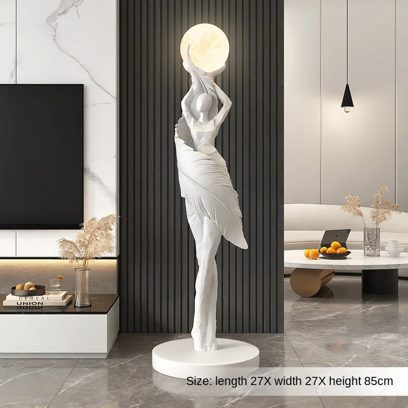 Modern HomeDecor Abstract Feather Girl Art Sculpture Ornament Large Size Figure Statue Living Room Floor Decor Resin Crafts Gift - https://mohammadcollection.com