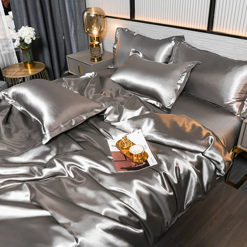 Luxurious Mulberry satin bedding set with duvet cover and sheets from 𝕄𝕔 𝕋𝕙𝕖 𝔹𝕝𝕒𝕔𝕜 𝔻𝕚𝕒𝕞�