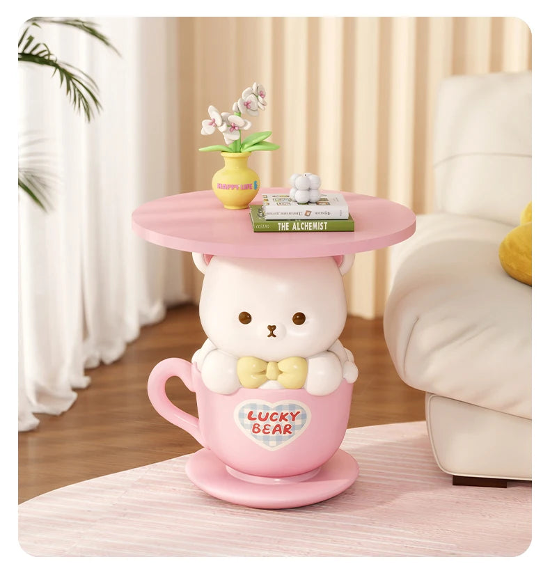 Kawaii Home Decor Creative Small Coffee Table Pink Living Room Side Table Girl&
