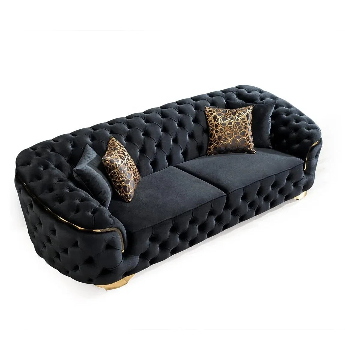 Black velvet 2-seater sofa from 𝕄𝕮 𝕋𝕙𝕖 𝔹𝕝𝕒𝕔𝕜 𝔻𝕚𝕒𝕞𝕠𝕟