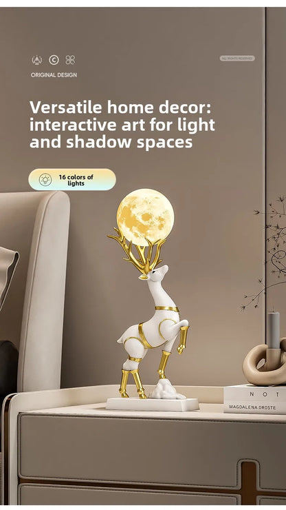 Nordic Luxury Decor Lucky Deer Figurine Living Room Office Desk Decoration Bedroom Night Light Modern Home Art Accessories Gifts - 𝕄𝕮 𝕋𝕙𝕖 𝔹𝕝𝕒𝕔𝕜 𝔻𝕚𝕒𝕞𝕠𝕟𝕕