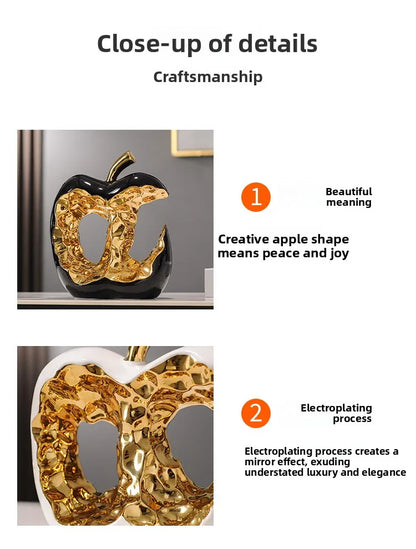Light Luxury Home Decor Ceramic Apple Ornament Modern Living Room TV Cabinet Wine Cabinet High-end Art Decorative Figurines Gift - 𝕄𝕮 𝕋𝕙𝕖 𝔹𝕝𝕒𝕔𝕜 𝔻𝕚𝕒𝕞𝕠𝕟𝕕