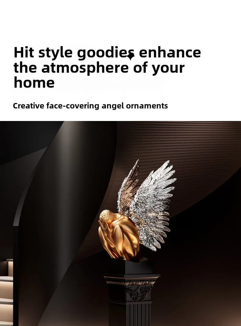 High-end MC THE BLACK DIAMOND wings sculpture, stylish desk decoration and art ornament for hotel or club interior decor.