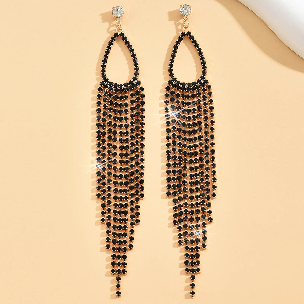 Pair of women's jewelry rhinestone tassel earrings by 𝕄𝕔 𝕋𝕙𝕖 𝔹𝕝𝕒𝕔𝕜 𝔻𝕚𝕒𝕞𝕠�