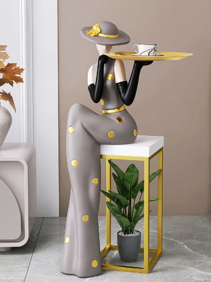 Light Luxury Art Figure Large Floor to Floor Decoration Tray Living Room foyer TV Cabinet Sofa Next to Home Decoration - https://mohammadcollection.com