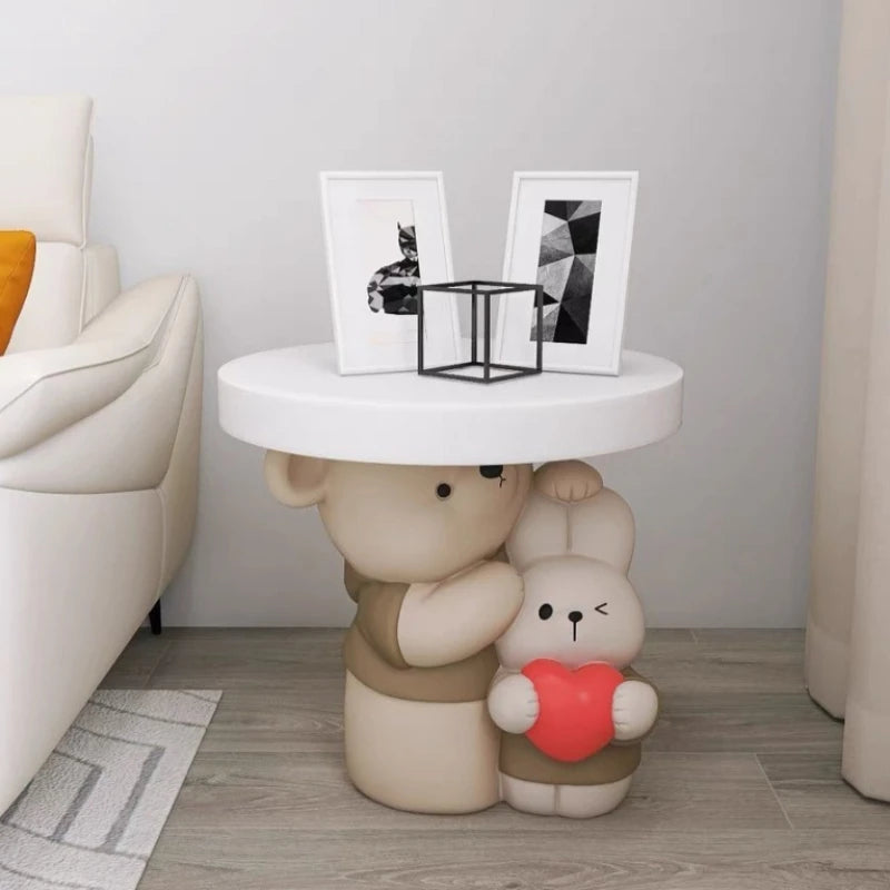 Cream Style Home Decor Parent-child Bear Statue Coffee Table Creative Livingroom Sofa Side Table Bedroom Bedside Table Furniture - 𝕄𝕮 𝕋𝕙𝕖 𝔹𝕝𝕒𝕔𝕜 𝔻𝕚𝕒𝕞𝕠𝕟𝕕
