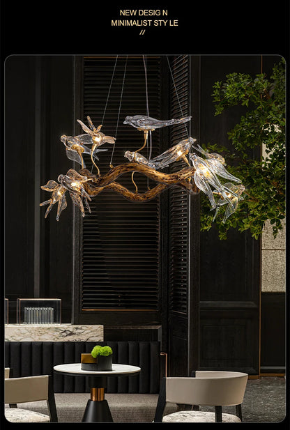 Vintage Round Bird Ceiling Chandelier Swallow