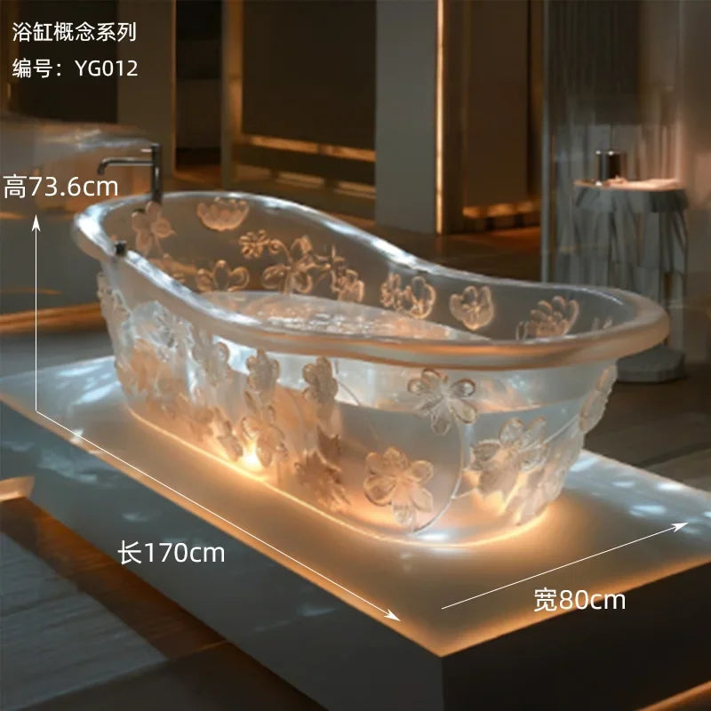 Y Transparent bathtub AI concept couple freestanding crystal corrugated resin bathtub - https://mohammadcollection.com