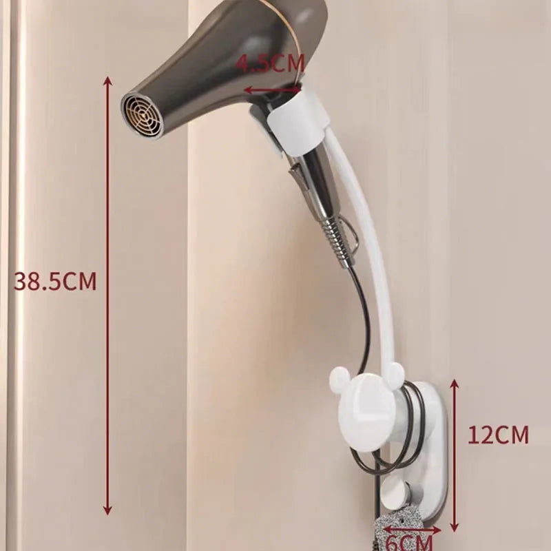 Hair Dryer Holder Bathroom Shelf Without Drilling Adjustable Wall Hanging Free Of Hands Universal Storage Rack Bathroom Shelf - https://mohammadcollection.com