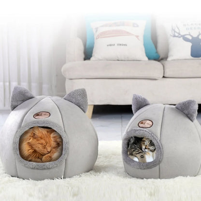 Pet bed with cat ears cat bed for small medium large cats Keep warm in winter  Comfortable and soft Machine washable - https://mohammadcollection.com