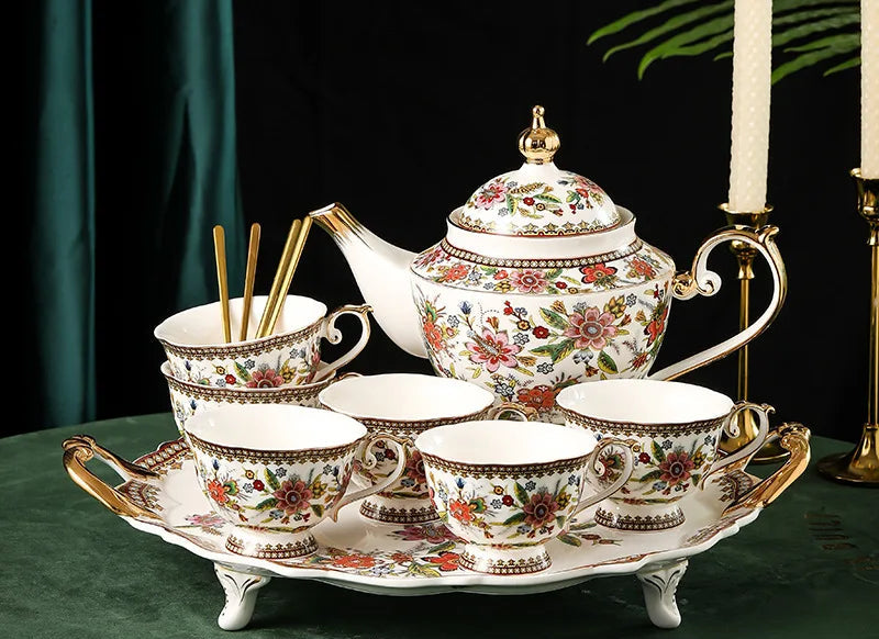 French floral bone china coffee cup and saucer set by 𝕄𝕔 𝕋𝕙𝕖 𝔹𝕝𝕒𝕔𝕜 𝔻𝕚𝕒𝕞𝕠