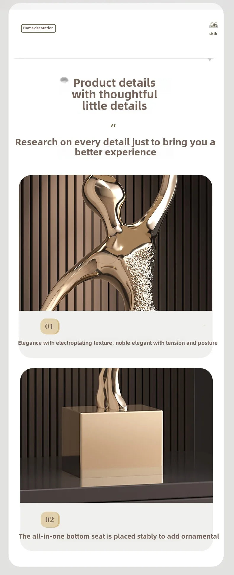 Light Luxury Art Home Decor Electroplating Abstract Figure Sculpture Ornaments High-end Living room Niche Decoration Statue - 𝕄𝕮 𝕋𝕙𝕖 𝔹𝕝𝕒𝕔𝕜 𝔻𝕚𝕒𝕞𝕠𝕟𝕕