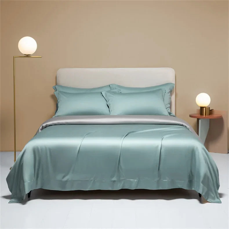 Luxury mulberry silk duvet cover by MC The Black Diamonds, solid color bedsheet in single, double, king sizes, 150x200 or 240x260.