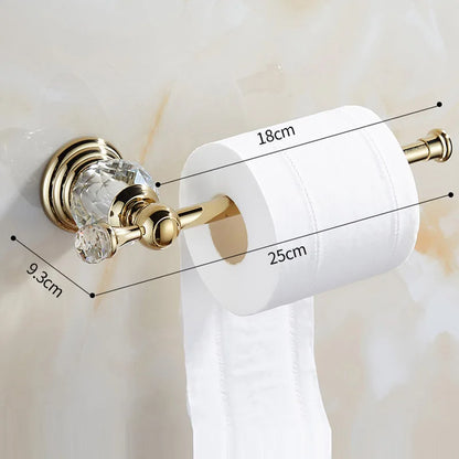 Luxury Gold Polished Brass Bathroom Accessories Set - Wall-Mounted Crystal Bath Hardware Collection - https://mohammadcollection.com