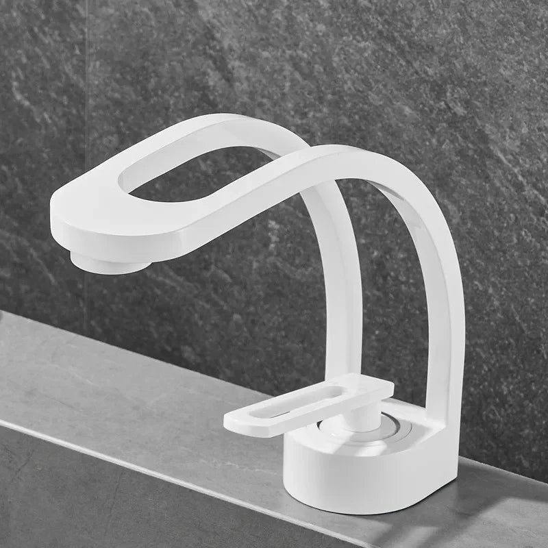 Black and gold MC THE BLACK DIAMOND bathroom mixer tap for wash basin, featuring a sleek black, grey, and white design.