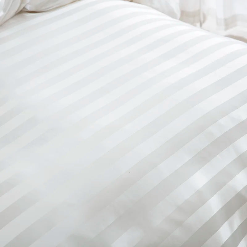 Luxury ivory white satin striped duvet cover set by 𝕄𝕔 𝕋𝕙𝕖 𝔹𝕝𝕒𝕔𝕜 𝔻𝕚𝕒𝕞𝕠�