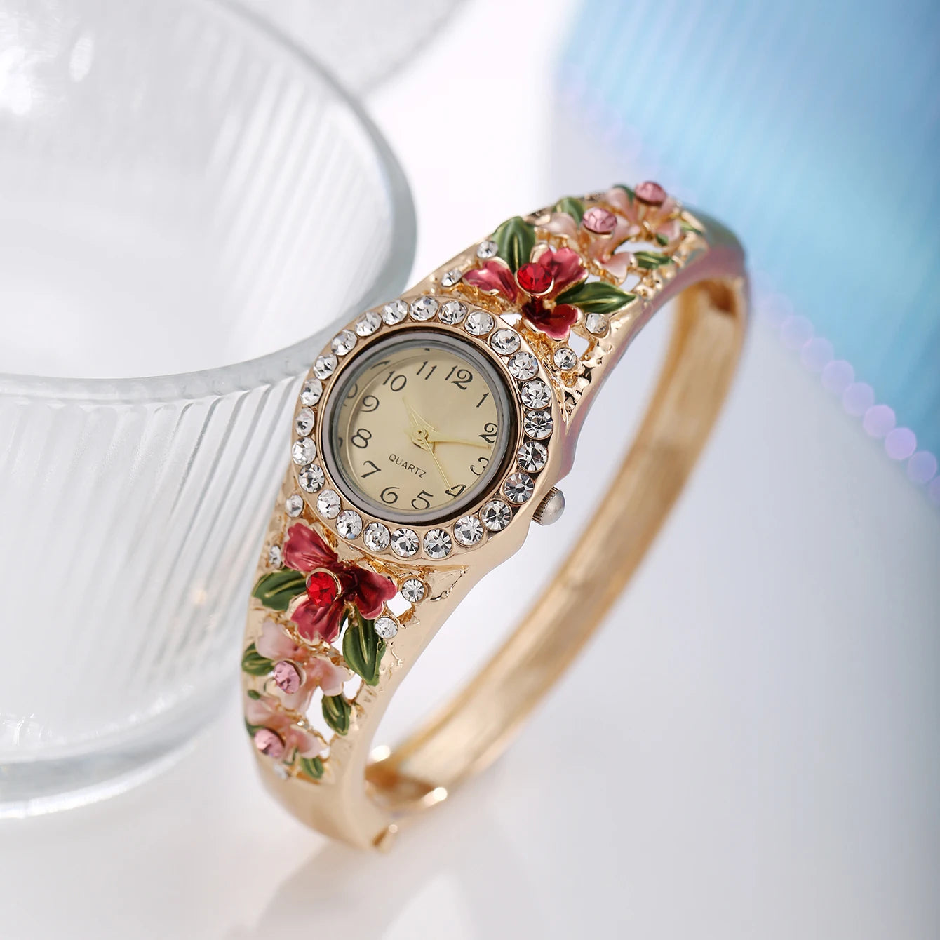 3D flower women's alloy jewelry bracelet watch from 𝕄𝕔 𝕋𝕙𝕖 𝔹𝕝𝕒𝕔𝕜 𝔻𝕚𝕒𝕞𝕠�
