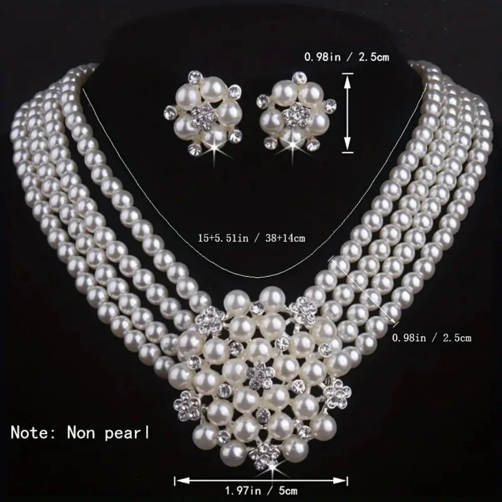 Vintage pearl wedding jewelry set by MC THE BLACK DIAMOND featuring elegant necklace and earrings for special occasions and gifts