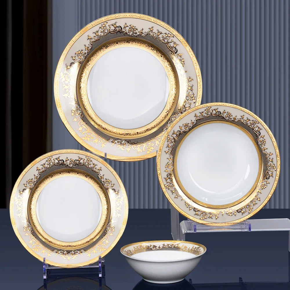Set of 98-piece porcelain dinnerware by 𝕄𝕔 𝕋𝕙𝕖 𝔹𝕝𝕒𝕔𝕜 𝔻𝕚𝕒𝕞𝕠�