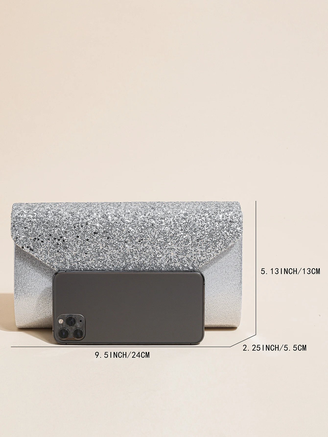 Women evening envelope handbag from Mohammad Collection featuring sequin design, chain shoulder strap, suitable for parties and events