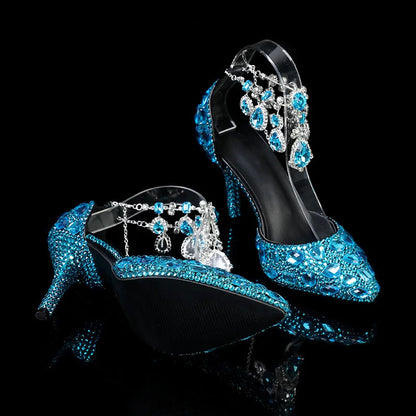 Bling Luxury Handmade Full Rhinestones Women Pumps Fashion Diamonds Crystal Pendant Banquet High heels Party Prom Wedding Shoes - https://mohammadcollection.com