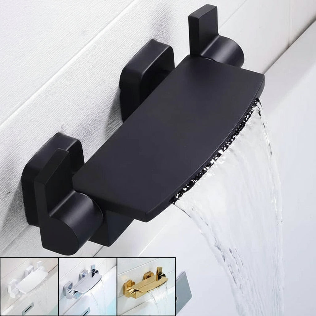 Black bathroom waterfall bath faucet by 𝕄𝕔 𝕋𝕙𝕖 𝔹𝕝𝕒𝕔𝕜 𝔻𝕚𝕒𝕞𝕠𝕟�