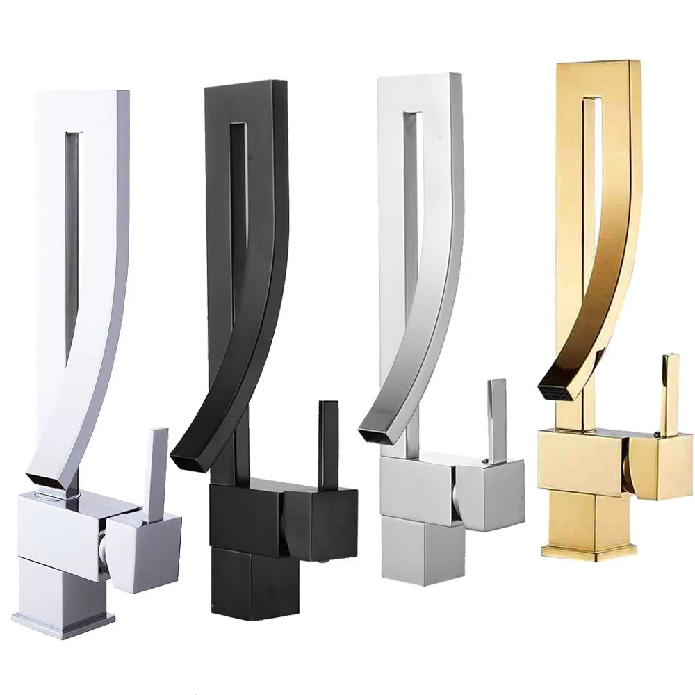 Elegant brass square basin faucet by MC THE BLACK DIAMOND for bathroom sinks, featuring modern design and sleek finish.