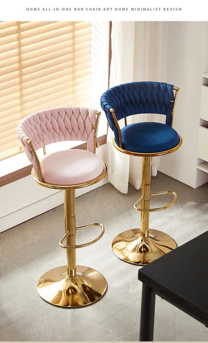Rotating Lifting Bar Chair, High Foot Stool, Nordic Furniture, Backrest, Velvet Bar Stool, Bar Stools For Kitchen, Counter Stool - 𝕄𝕮 𝕋𝕙𝕖 𝔹𝕝𝕒𝕔𝕜 𝔻𝕚𝕒𝕞𝕠𝕟𝕕