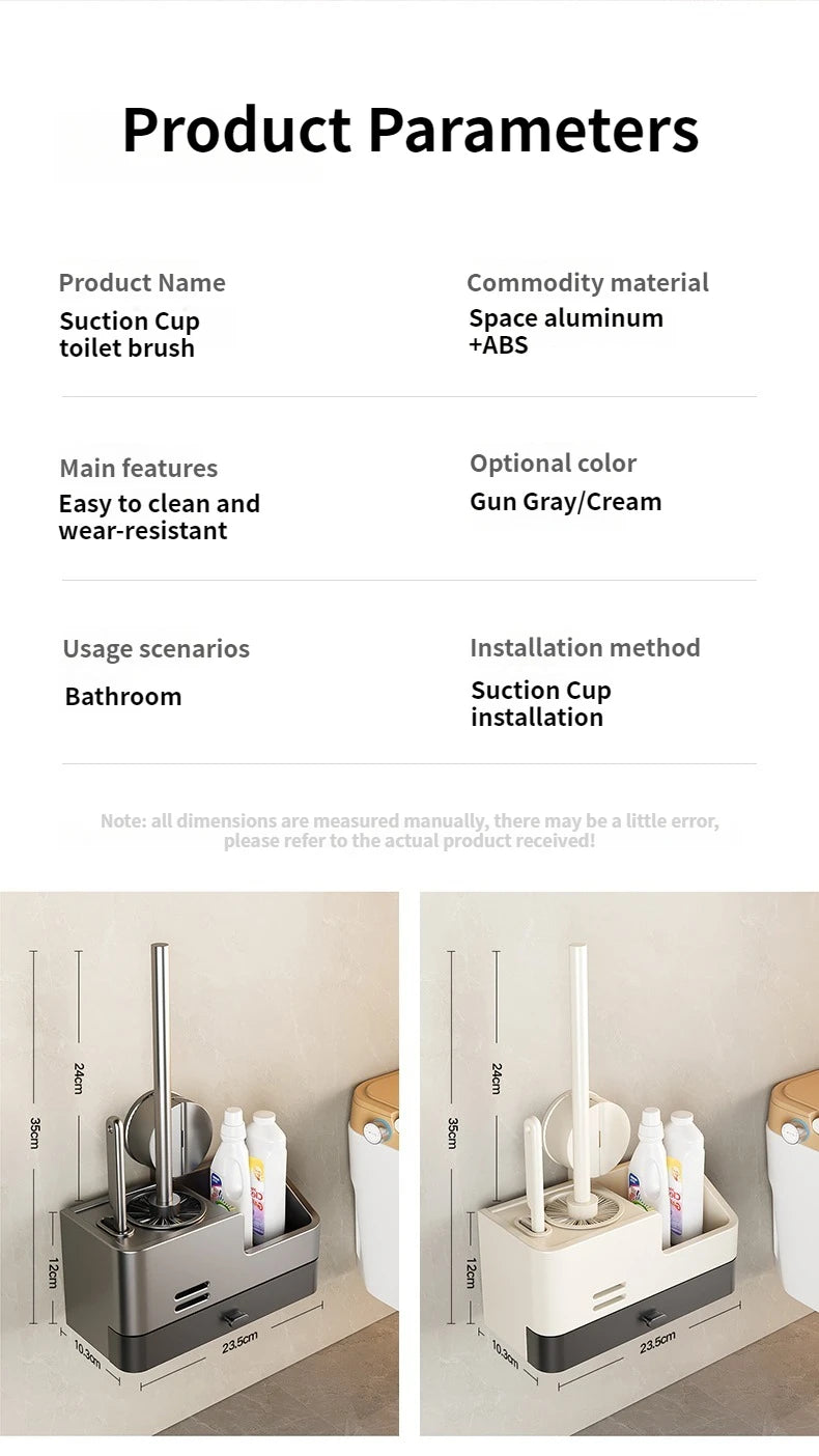 Wall-mounted bathroom storage rack with suction cups and toilet brush from 𝕄𝕔 𝕋𝕙𝕖 𝔹𝕝𝕒𝕔𝕜 𝔻𝕚𝕒𝕞�
