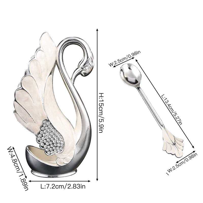 Swan-shaped fruit fork and spoon set from 𝕄𝕮 𝕋𝕙𝕖 𝔹𝕝𝕒𝕔𝕜 𝔻𝕚𝕒𝕞𝕠�