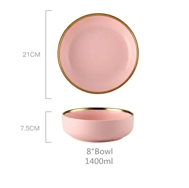Gilt rim pink porcelain dinner plate from 𝕄𝕔 𝕋𝕙𝕖 𝔹𝕝𝕒𝕔𝕜 𝔻𝕚𝕒𝕞𝕠𝕟