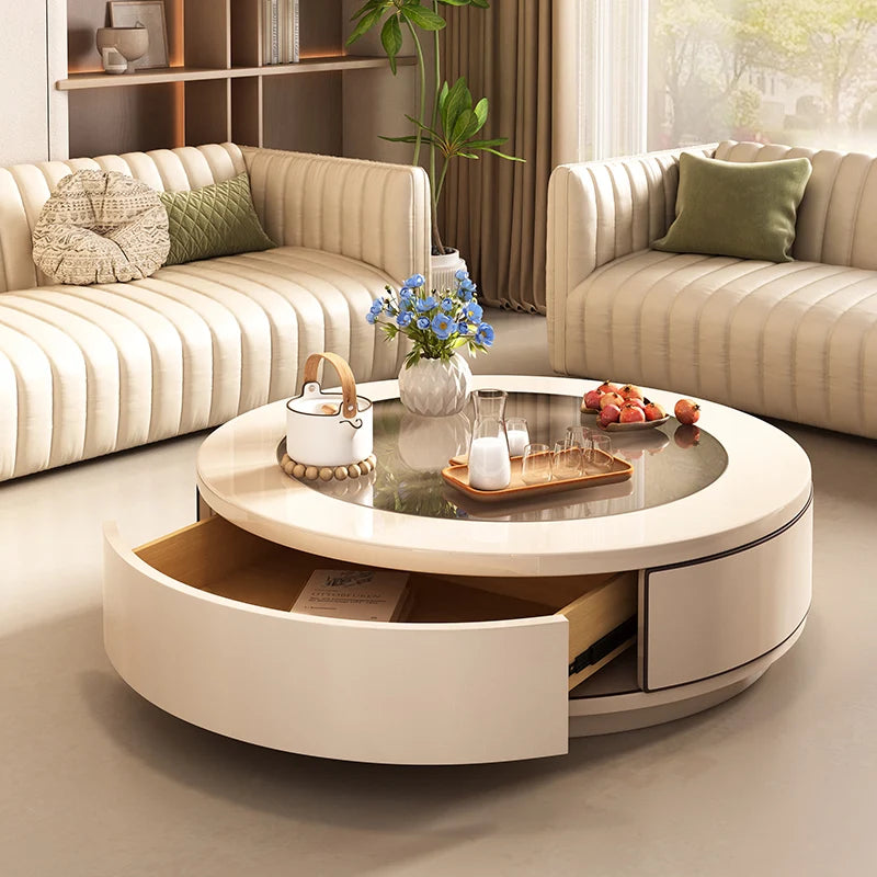 Minimalist Nordic luxury coffee table from MC THE BLACK DIAMOND, featuring sleek storage and modern aesthetic design.