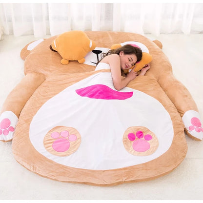 Cute cartoon brown bear sofa bed by MC THE BLACK DIAMOND, soft comfortable futon mattress, ideal for adults on tatami floors.