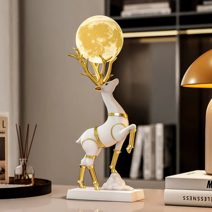 Nordic Luxury Decor Lucky Deer Figurine Living Room Office Desk Decoration Bedroom Night Light Modern Home Art Accessories Gifts - 𝕄𝕮 𝕋𝕙𝕖 𝔹𝕝𝕒𝕔𝕜 𝔻𝕚𝕒𝕞𝕠𝕟𝕕
