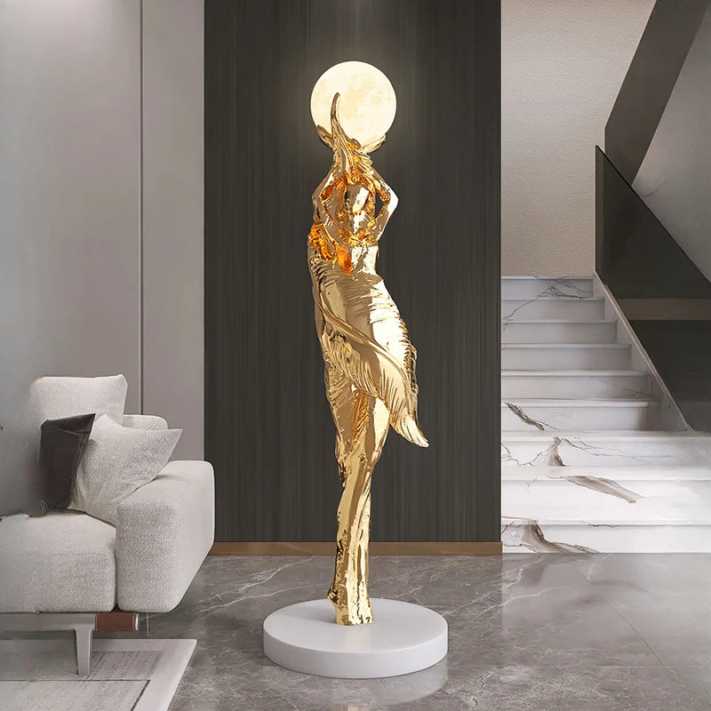 Modern HomeDecor Abstract Feather Girl Art Sculpture Ornament Large Size Figure Statue Living Room Floor Decor Resin Crafts Gift - https://mohammadcollection.com