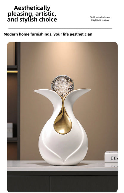 Modern Art Ceramic Ornaments Crystal Ball Feng Shui Home Decor Living Room Wine Cabinet TV Cabinet Office Decorative Figurines - 𝕄𝕮 𝕋𝕙𝕖 𝔹𝕝𝕒𝕔𝕜 𝔻𝕚𝕒𝕞𝕠𝕟𝕕
