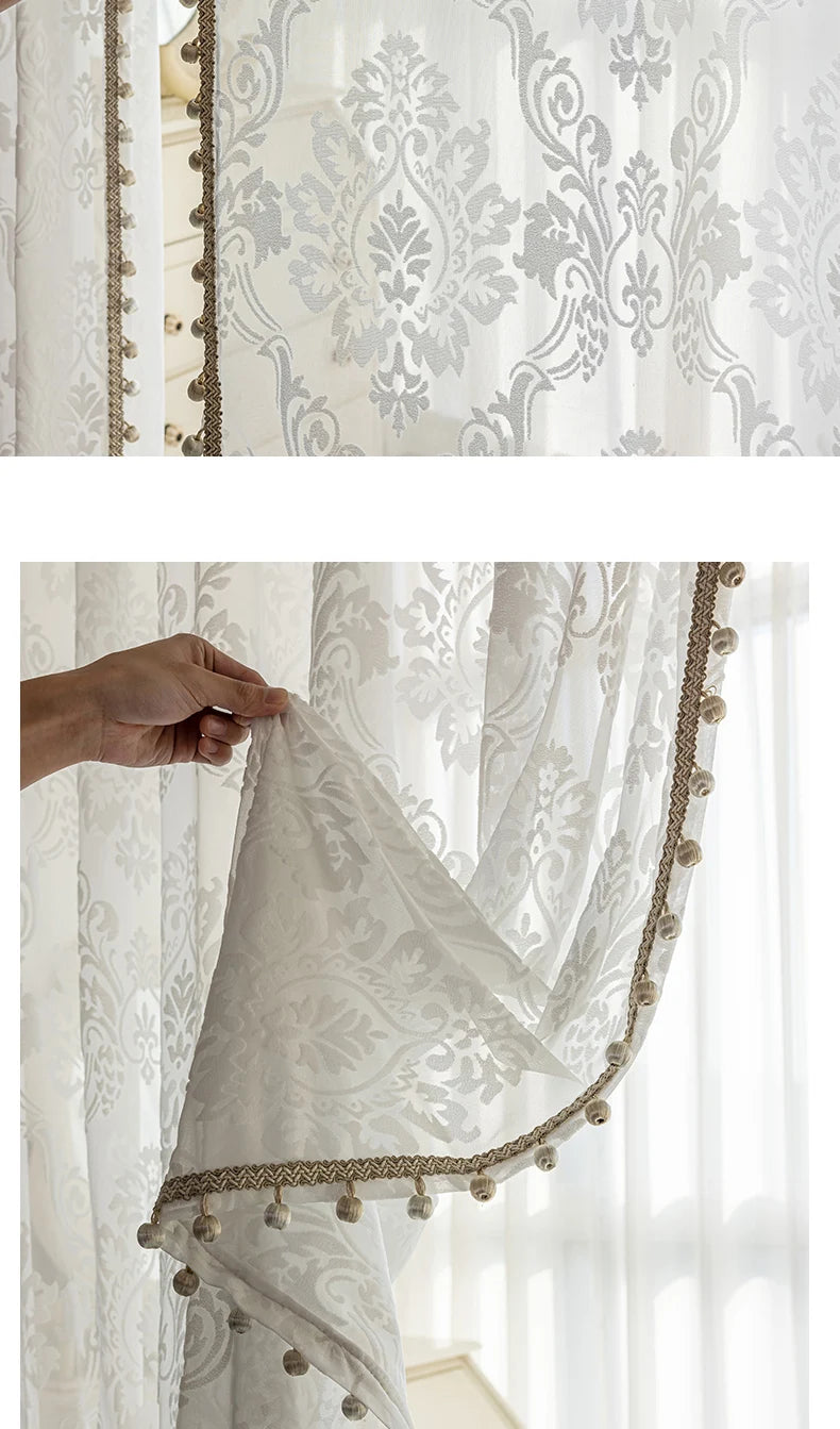 New Relief Jacquard Beige Chenille Curtains for Living Rooms Bedrooms Balconies Villas Custom Window Screens Valance - https://mohammadcollection.com