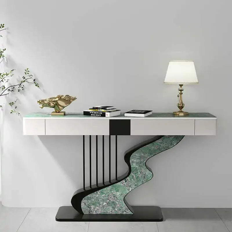 MC THE BLACK DIAMOND midcentury metal console table with sleek modern design, perfect for entryways and living spaces.