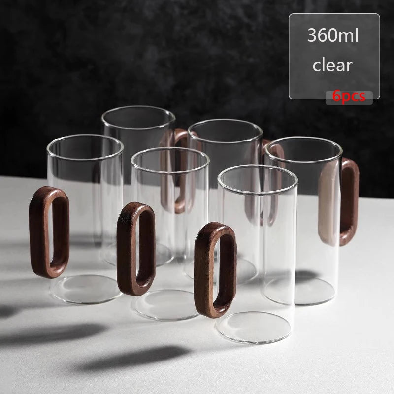 Glass mug with wooden handle from 𝕄𝕔 𝕋𝕙𝕖 𝔹𝕝𝕒𝕔𝕜 𝔻𝕚𝕒𝕞𝕠𝕟�