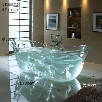 Y Transparent bathtub AI concept couple freestanding crystal corrugated resin bathtub - https://mohammadcollection.com
