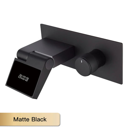 Intelligent black brass bathroom faucet with LED digital display design Hidden single handle cold &amp; hot 2 control wash basin Tap - https://mohammadcollection.com