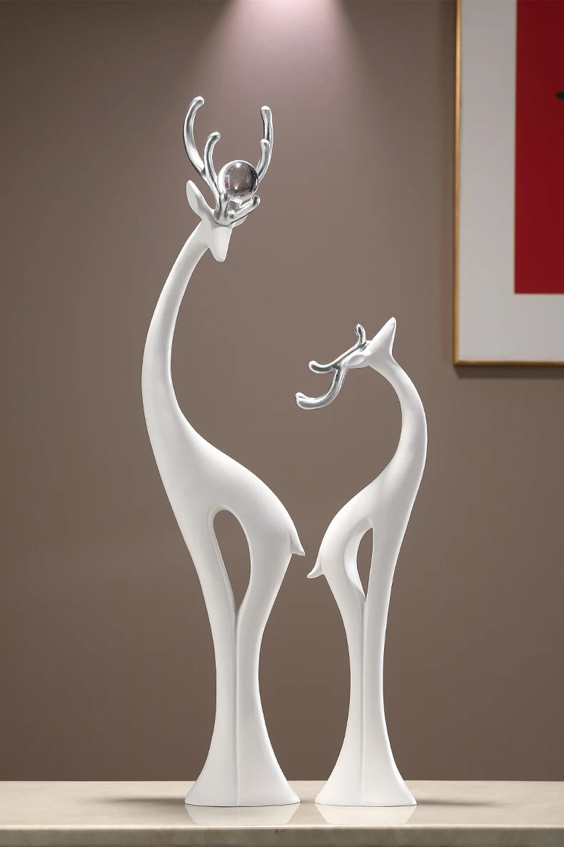 Modern Simple Home Decor Couple Deer Figurine Ornament Light Luxury Living Room TV Cabinet Entrance Desk Decoration Wedding Gift - 𝕄𝕮 𝕋𝕙𝕖 𝔹𝕝𝕒𝕔𝕜 𝔻𝕚𝕒𝕞𝕠𝕟𝕕