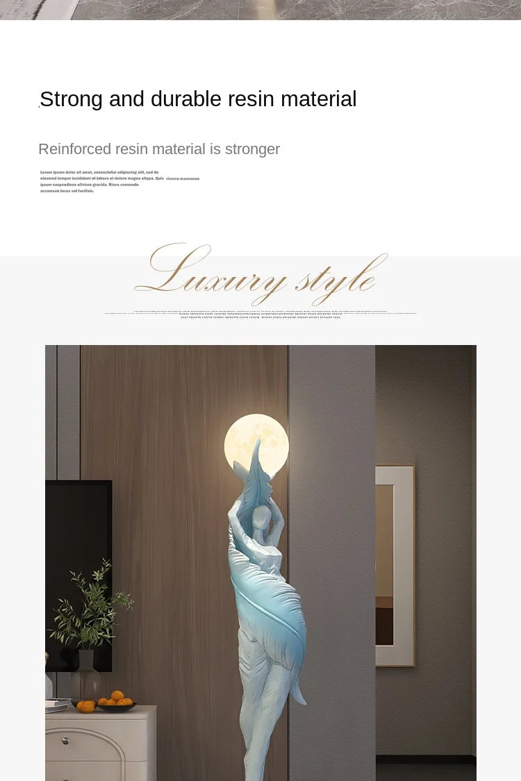 Modern HomeDecor Abstract Feather Girl Art Sculpture Ornament Large Size Figure Statue Living Room Floor Decor Resin Crafts Gift - https://mohammadcollection.com