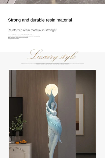 Modern HomeDecor Abstract Feather Girl Art Sculpture Ornament Large Size Figure Statue Living Room Floor Decor Resin Crafts Gift - https://mohammadcollection.com
